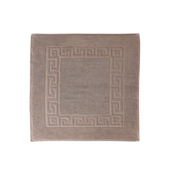 Tapis de bain éponge liteau motif frise grecque (taupe) Tapis de bain éponge liteau motif frise grecque (taupe)